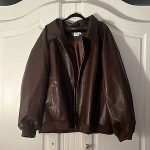 Princess Polly Goldsmith Faux Leather Bomber Jacket Brown